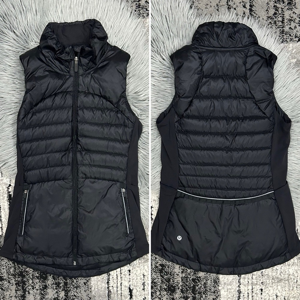 Lululemon Down For A Run Vest II Black Goose Down Puffer Size 6